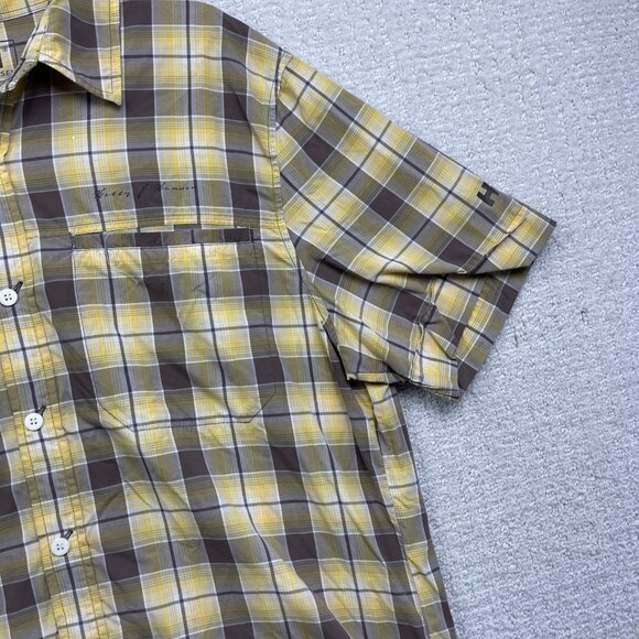 Helly Hansen Yellow Plaid Short Sleeve Button Up Shirt Men’s Size XL Outdoors - Picture 4 of 16